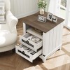 Farmhouse Nightstand 18" inch Side Table with Charging Station Bedside Table with 2 Drawers - 4 of 4