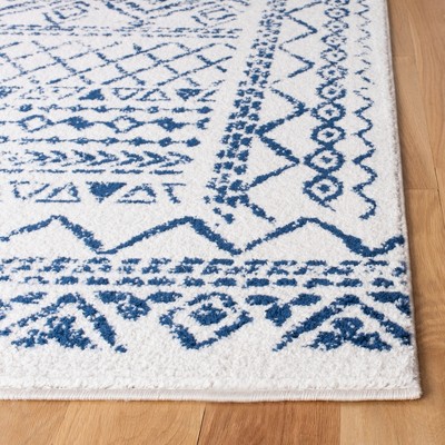 Navy and Ivory Hand-knotted Square Synthetic Area Rug