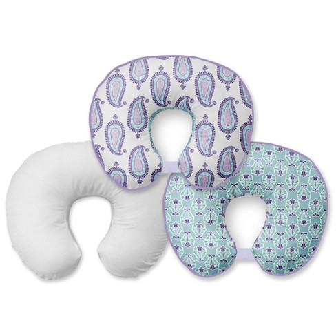 Bacati 3 pc Isabella Paisley Aqua Purple Hugster Feeding Infant Support Nursing Pillow