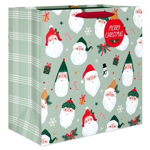 15" Jumbo Square Christmas Gift Bag Santa's Face - 1 of 4