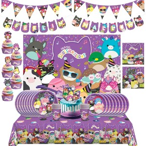 Treasures Gifted Club Squishmallows Party Supplies - Ultimate Set for 16 Guests - Cake Topper, Tablecloth, Banner, Photo Backdrop, Tableware - 1 of 4