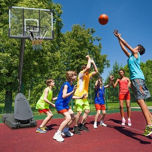 Use for Outdoor Height Adjustable 7.5 to 10ft Basketball Hoop 44 Inch Backboard Portable Basketball Goal System with Stable Base and Wheels - 1 of 4
