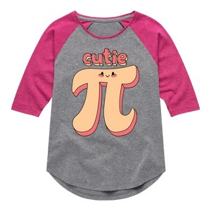 Girls' - Instant Message - Cutie Pi Shirt Tail Raglan Graphic T-shirt - 1 of 4