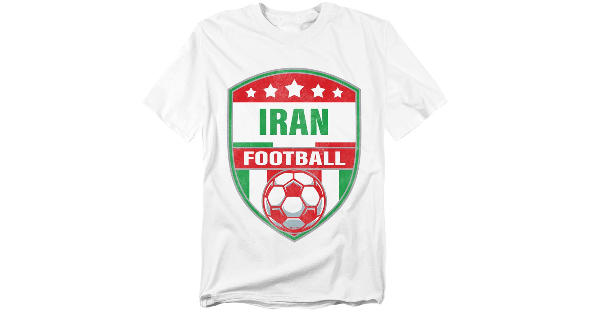 Men's Iran Football Crest Soccer Badge Shield with Ball T-Shirt