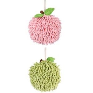 REGALWOVEN 2 Pack Soft Absorbent Chenille Fuzzy Ball Hand Towels for Bathroom Home Decor 6" x 6" - 1 of 4