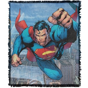 DC Superman Blue Sky Blanket 50"x60" Woven Tapestry - 1 of 4