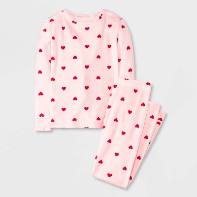 Teen Girls Long Sleeve Heart Print Super Soft Pajamas