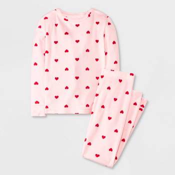 Girls' Valentine's Heart Long Sleeve Snuggly Soft Snug Fit Pajama Set - Cat & Jack™ Pink