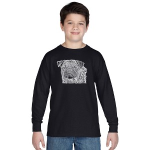LA Pop Art Boy's Word Art Long Sleeve - Pug Face - 1 of 4
