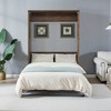 Full Size Half Self-Close and Open Murphy Bed Cabinet with Side Cabinet Bookshelf, Brown - ModernLuxe - 2 of 4
