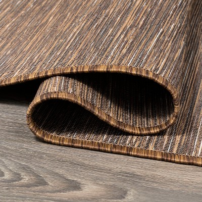 Modern Flatweave Solid Brown Synthetic Area Rug - Easy Care