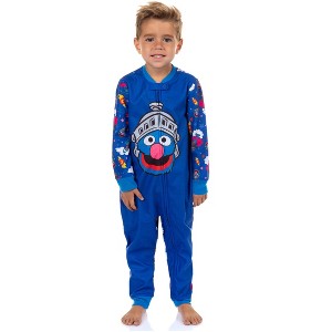 Intimo Sesame Street Super Grover Pajamas Toddler Zip Front Footless Sleeper (4T) Blue - 1 of 4
