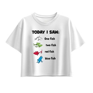 Girls' - Dr. Seuss - Today Saw One Fish Short Sleeve Boxy Graphic T-Shirt - 1 of 3