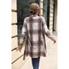 Womens Plaid Shirts Dress Flannel Fashion Long Sleeve Lapel Button Down Tartan Long Coats Fall Mini Dress with BeltLight - 2 of 4