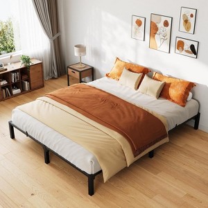 Homhougo Bed Frame, Sturdy Metal Platform with Durable Iron Slat Support and Legs, Twin Size 6 Inch Height, Easy Assembly, Storage Space Under Bed - 1 of 4