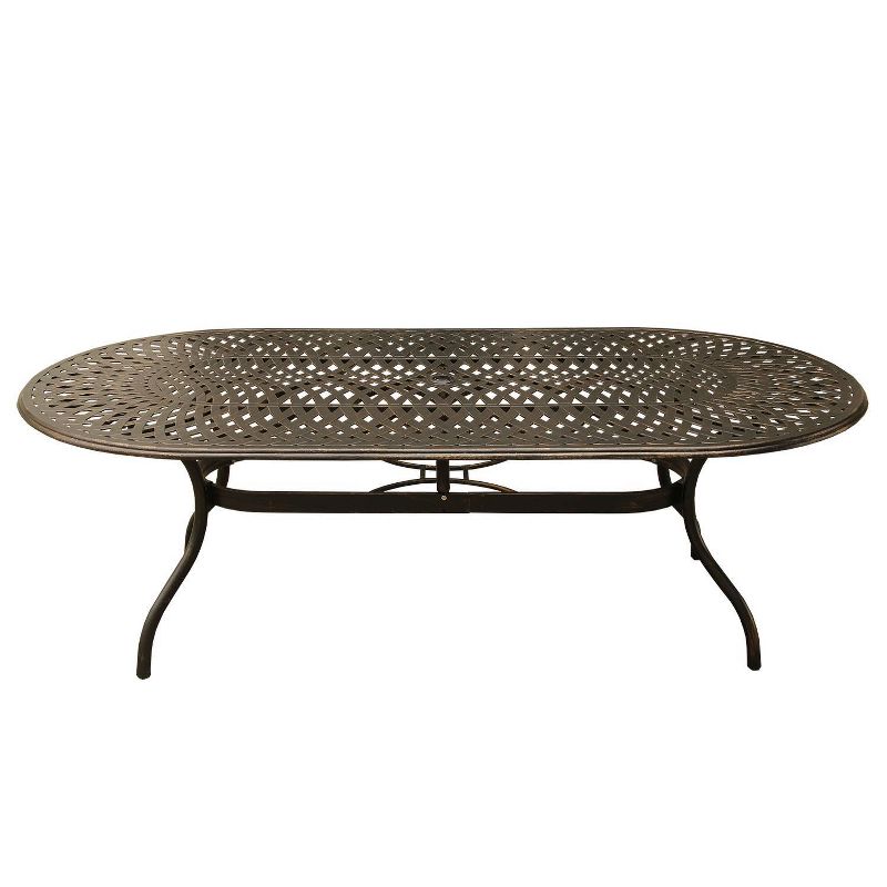 95&#34; Oval Modern Outdoor Mesh Lattice Aluminum Dining Table - Bronze - Oakland Living, 3 of 5