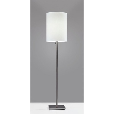 Elegance Squared Brushed Steel & Textured White Fabric Floor Lamp
