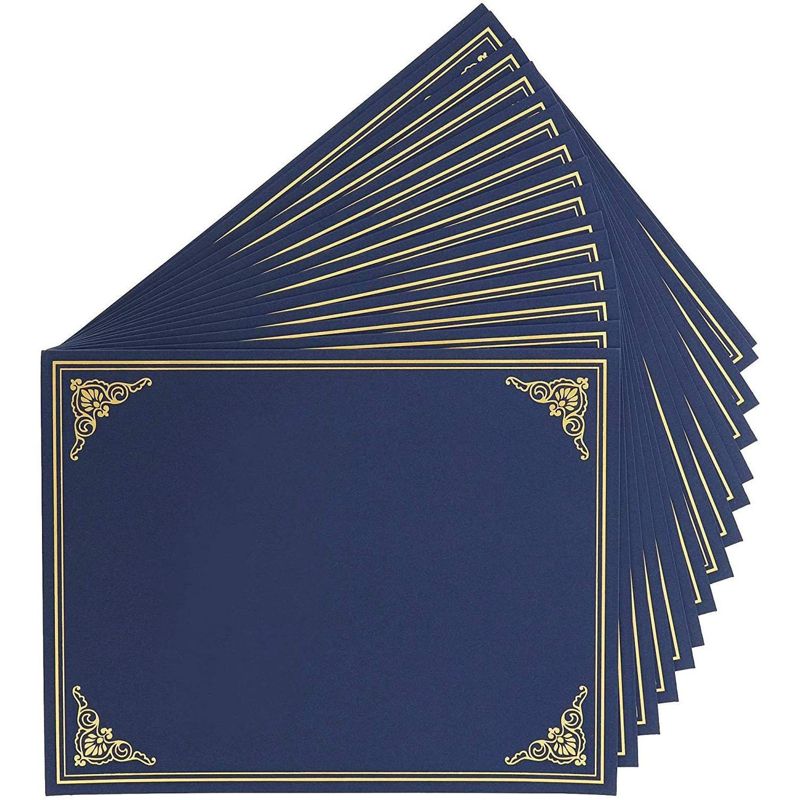 Paper Junkie 24 Pack Certificate Frame Holder, Folder & Cover for Letter Size Documents, Files & Graduation Diploma, Blue, 8.5 x 11.25 in, 1 of 7