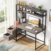PAGED 55" Computer Desk with Hutch, Modern Home Office Desk with 2 Drawers & Open Shelves for Living Room - 2 of 4