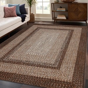 Modern Washable Area Rug, Non Slip Indoor Print Mat For Living Room Bedroom Dining Room Kitchen Enterway, Low Pile Stain Resistant Foldable Carpet - 1 of 4