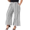 Agnes Orinda Women's Plus Size Boho Palazzo Elastic Waist Stripe Wide Leg Lounge Pants with Pocket - 2 of 4