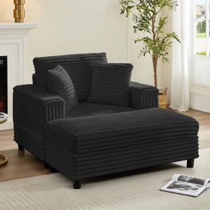 Mjkone 43" W Oversized Chaise Lounge Chair Indoor with Ottoman - 1 of 4