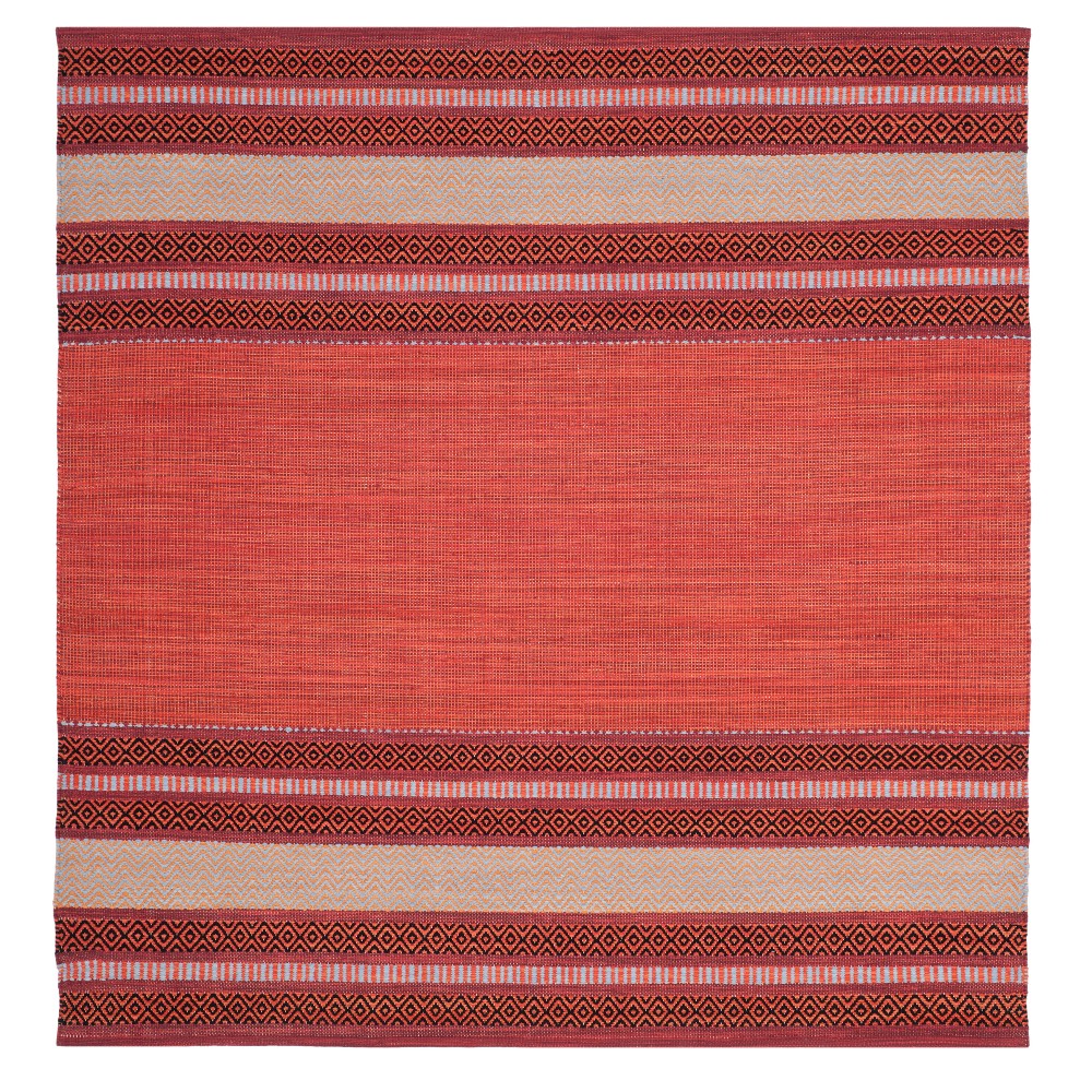 Red/Ivory Stripe Woven Square Area Rug 6'x6' - Safavieh