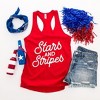 Simply Sage Market Women's Stars and Stripes Slanted Cursive Puff Racerback Tank - 3 of 4