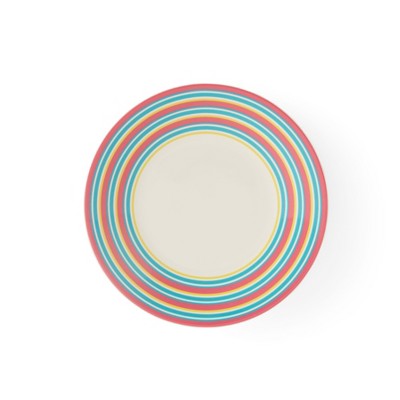 Kit Kemp by Spode Salad Plate, 9.3” Calypso Stripe Platter, Made from Porcelain, Dishwasher and Microwave Safe, Vibrant Dinnerware Ideal for Summer