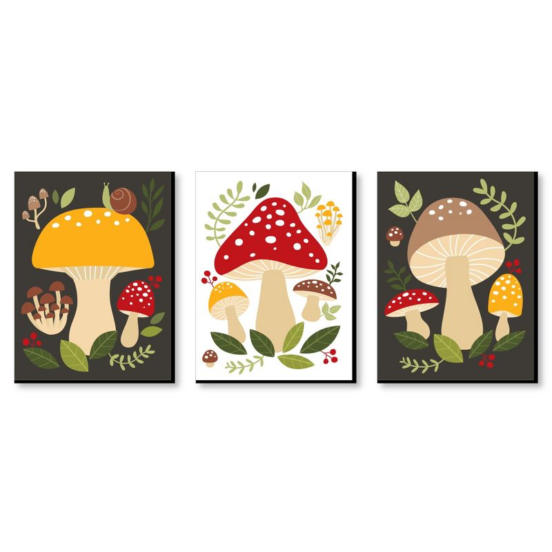 Big Dot of Happiness Wild Mushrooms - Red Toadstool Wall Art and Kitchen Room Decor - 7.5 x 10 inches - Set of 3 Prints, 1 of 8