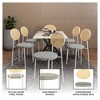 LeisureMod Velvet Dining Chair with Rattan Back, Set of 4 Side Kitchen Chair with Stainless Steel Base Euston Collection - 4 of 4