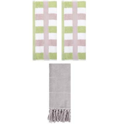 REGALWOVEN 3 Packs Cotton Absorbent Soft Decorative Bathroom Hand Towel for Kitchen