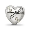 Black Bow Jewelry Sterling Silver with White Crystals Mother Heart Bead Charm - 4 of 4