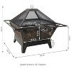Sunnydaze Outdoor Camping or Backyard Steel Northern Galaxy Fire Pit with Cooking Grill Grate, Spark Screen, and Log Poker - 32" - image 3 of 4