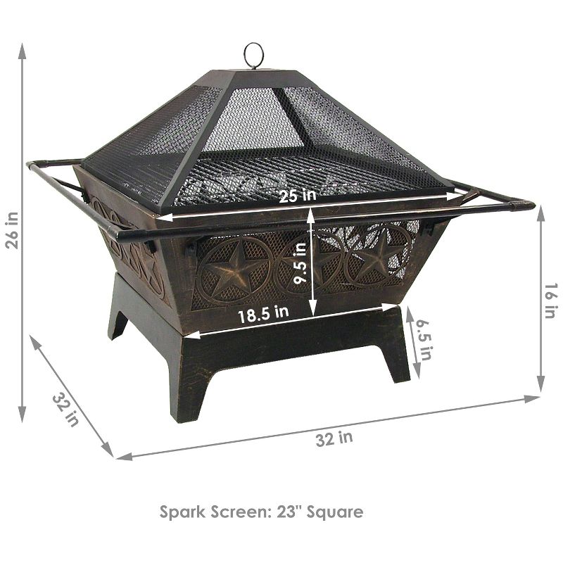 Sunnydaze Outdoor Camping or Backyard Steel Northern Galaxy Fire Pit with Cooking Grill Grate, Spark Screen, and Log Poker - 32", 4 of 15