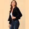 Allegra K Women's Winter Warm Cropped Collarless Faux Fur Fluffy Jacket - 4 of 4