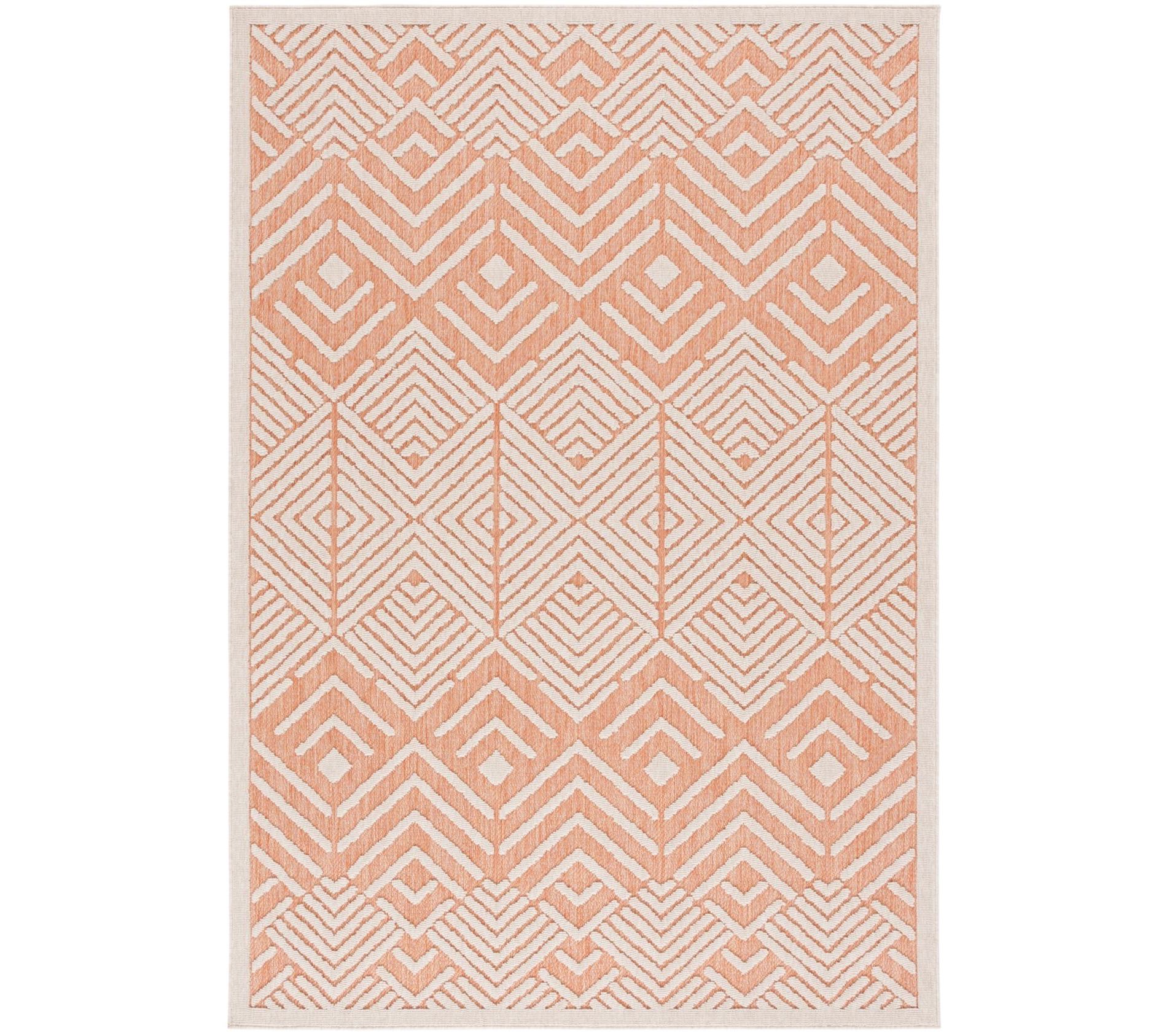 Milos MLO104 Power Loomed Indoor/Outdoor Area Rug - Rust/Ivory - 5'x7'- Safavieh