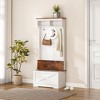Racxily Armoire Wardrobe Closet 70" H, Bedroom Wooden Wardrobe with Storage and Shelves and Hanging Hoops, Vintage White - 2 of 4