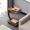 End Table with Rolling Wheels, C Shaped Side Table for Couch, TV tray Table with 2-layer Storage Shelves for Small Spaces, Living Room - 4 of 4