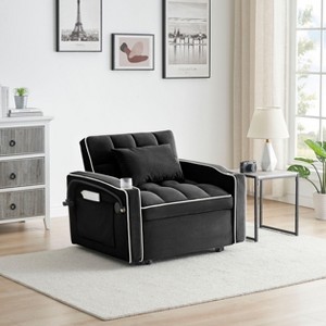 NicBex Modern Pull Out Sofa Bed Velvet Convertible Sofa with Adjustable Back, USB Port and Swivel Phone Stand for Indoor - 1 of 4
