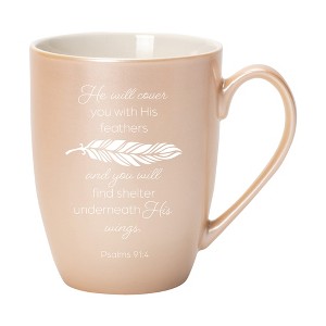 He Will Cover You With His Feathers And You Will Find Shelter Underneath His Wings Precious Pearl 10 ounce New Bone China Coffee Cup Mug - 1 of 4