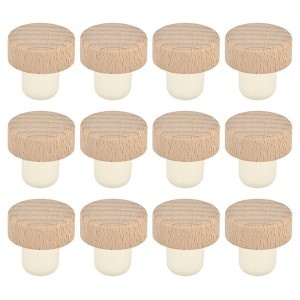 Unique Bargains Rubber Wooden T-shaped Reusable Sealing Wine Bottle Stopper 12 Pcs - 1 of 4