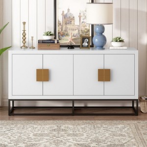 U-Style Light Luxury Cabinet with Distinctive Support Legs & Adjustable Shelves, Ideal for Living Rooms, Corridors, and Study Spaces - 1 of 4