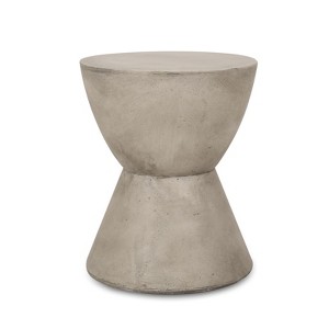 SEVOBAL End Table Outdoor Lightweight MGO Side Table with Smooth and Sturdy Hourglass Pedestal Shape for Patio or Garden, Grey, 22.25"*17.5"*17.5" - 1 of 4