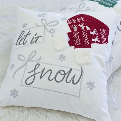 TopComfy Support Pillow Let It Snow Christmas Throw Pillow for Holiday Decorating, Red, 17"*17"*10"
