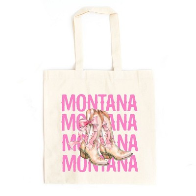 City Creek Prints Coquette Montana Cowgirl Boots Canvas Tote Bag - 15x16 - Natural