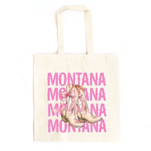 City Creek Prints Coquette Montana Cowgirl Boots Canvas Tote Bag - 15x16 - Natural - 1 of 2