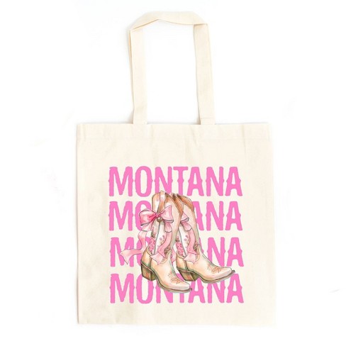 City Creek Prints Coquette Montana Cowgirl Boots Canvas Tote Bag - 15x16 - Natural - image 1 of 2