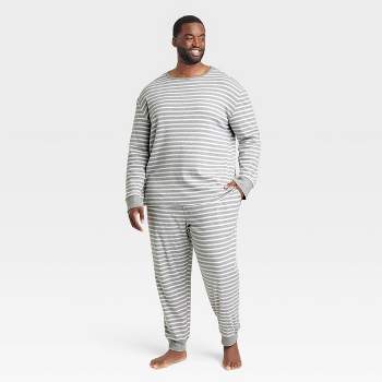 Men's Striped 100% Cotton Matching Pajama Set - Gray : Target