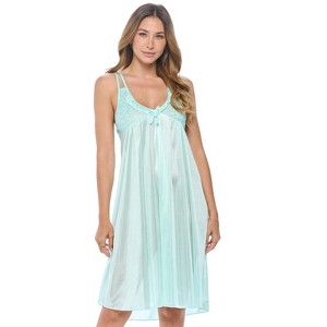 Casual Nights Women's Satin Lace Camisole Nightgown - 1 of 4